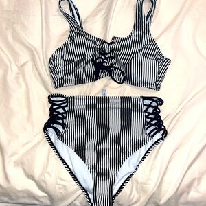Bebe striped bikini